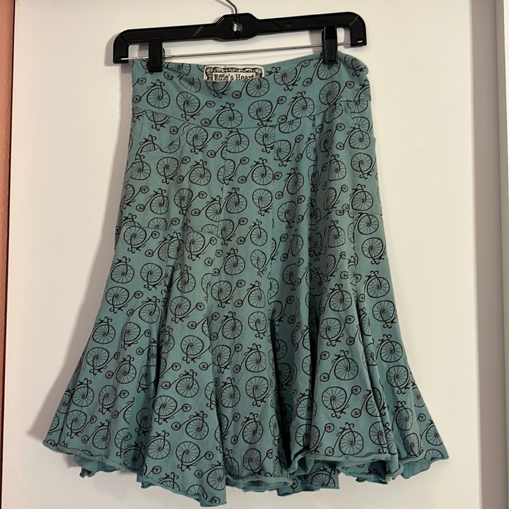 Flouncy Fun Bicycle Print Knee Length Skirt